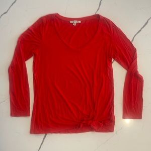 Womens Express red long sleeve T-shirt, medium.  Tie accent on lower left side